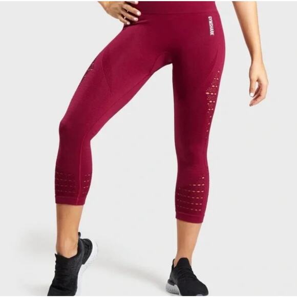 Gymshark Pants - Gymshark Energy Seamless Crop Leggings in Beet Red Women's Medium